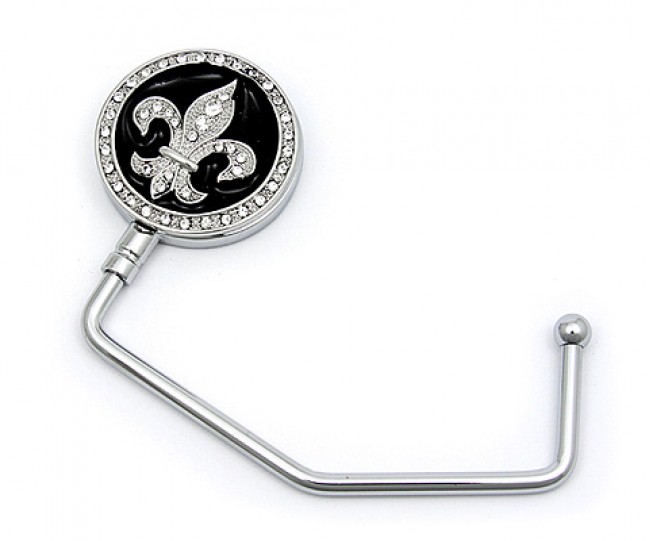 Bag Hanger - Rhinestone Fleur de Lis Charm - BH-GH1012BK